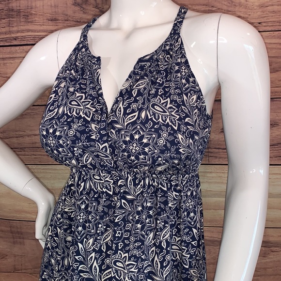 Old Navy Maternity Maxi sundress deep blue flower pattern summer dress Sz M MD - Picture 11 of 16